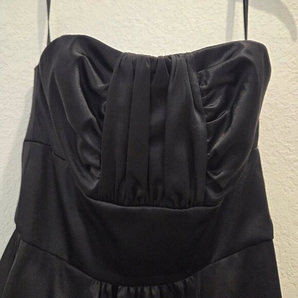 White House Black Market Strapless Black Satin Cocktail Dress - Picture 3 of 7